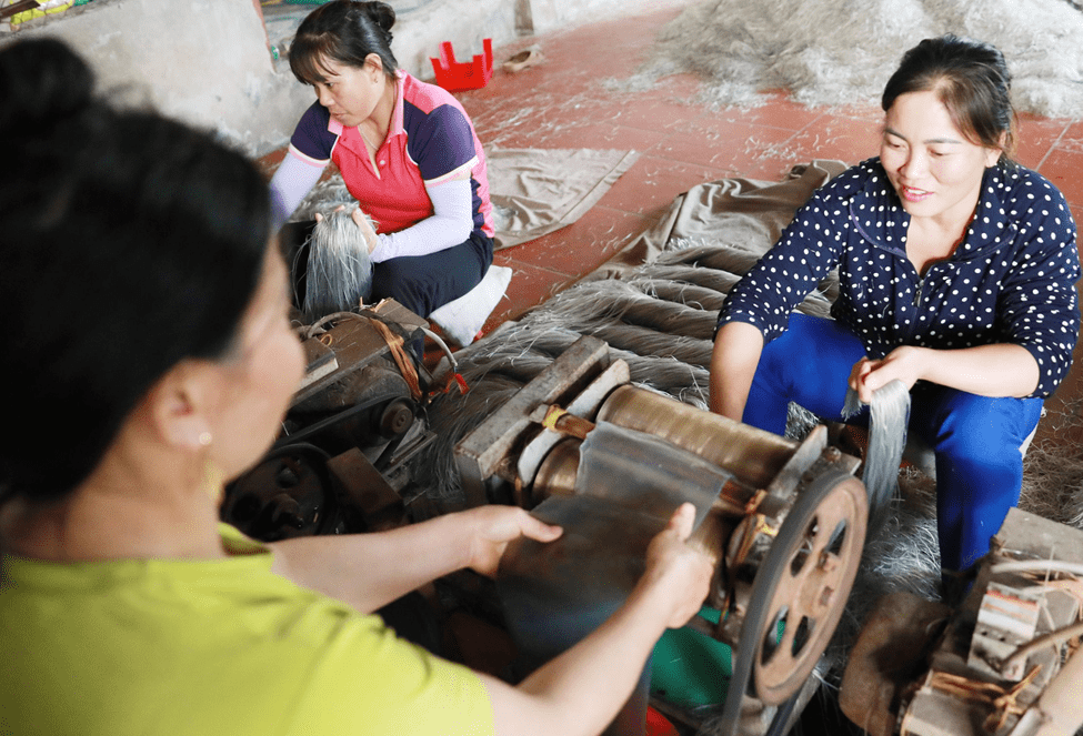 Công đoạn cắt miến dong thành sợi