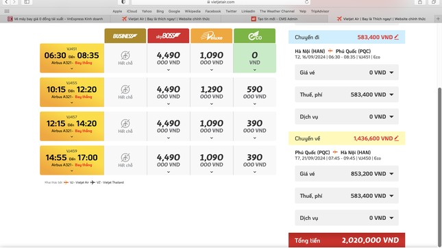 Khó "săn" vé máy bay 0 đồng