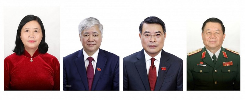 Ban Chấp hành Trung ương Đảng bầu bổ sung 4 Uỷ viên Bộ Chính trị khoá XIII. Từ trái qua phải: Bà Bùi Thị Minh Hoài, ông Đỗ Văn Chiến, ông Lê Minh Hưng và ông Nguyễn Trọng Nghĩa