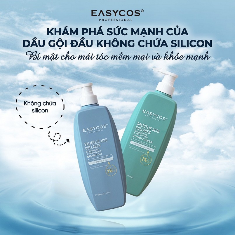 Bộ gội xả Easycos 2% Salycilic acid: Sạch gầu, giảm tiết dầu, tóc bồng bềnh Bộ gội xả Easycos 2% Salycilic acid: Sạch gầu, giảm tiết dầu, tóc bồng bềnh