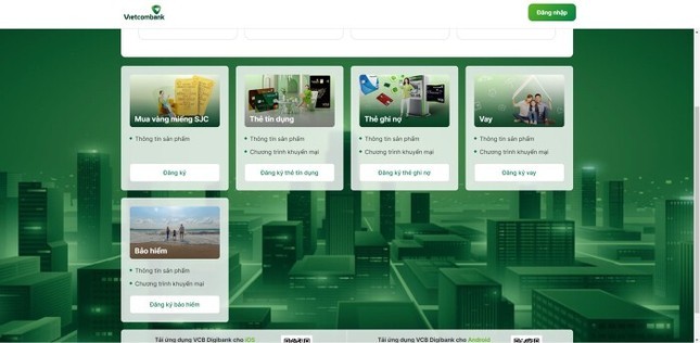 Trang thông tin đăng ký mua vàng của Vietcombank triển khai từ hôm nay.