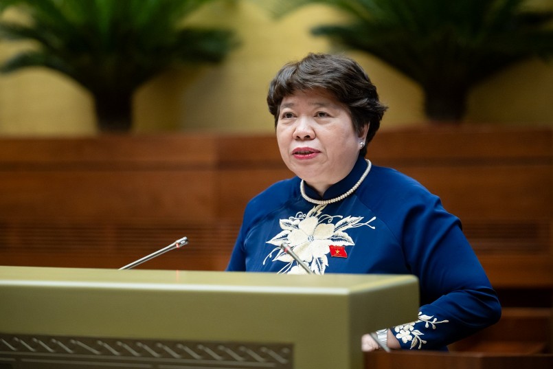 Chủ nhiệm Ủy ban Xã hội Nguyễn Thúy Anh trình bày báo cáo thẩm tra