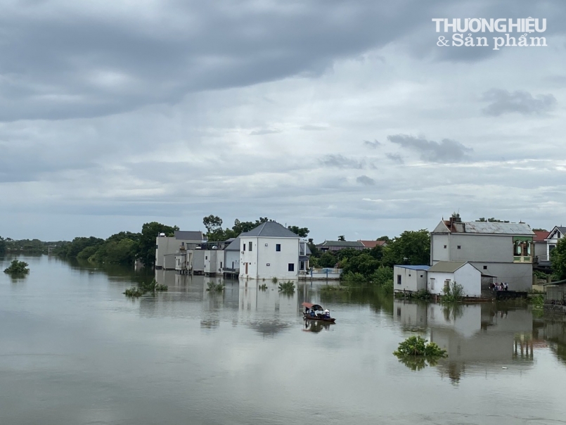 Người dân vùng lũ Chương Mỹ "khốn khổ" sống giữa biển nước, hoạt động sản xuất kinh doanh bị xáo trộn