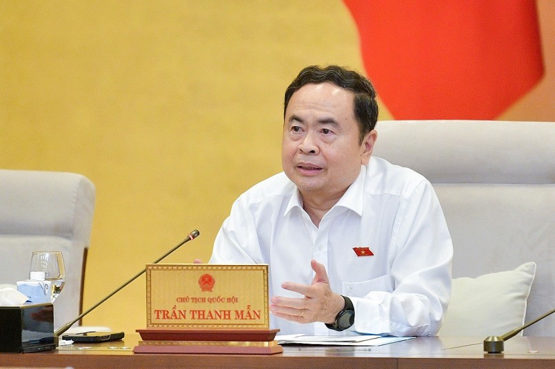 Ủy viên Bộ Chính trị, Chủ tịch Quốc hội Trần Thanh Mẫn phát biểu tại phiên họp