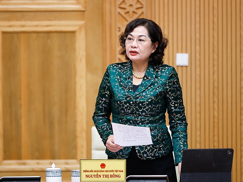 Thống đốc Ngân hàng Nhà nước Nguyễn Thị Hồng phát biểu tại phiên họp - Ảnh: VGP/Nhật Bắc Thống đốc Ngân hàng Nhà nước Nguyễn Thị Hồng phát biểu tại phiên họp - Ảnh: VGP/Nhật Bắc