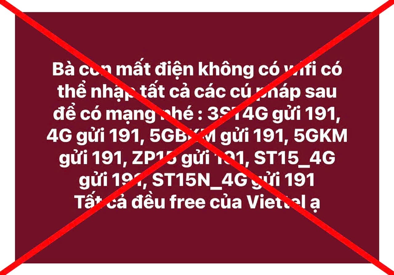 Viettel khuyến cáo đây là thông tin không chính xác. Viettel khuyến cáo đây là thông tin không chính xác.