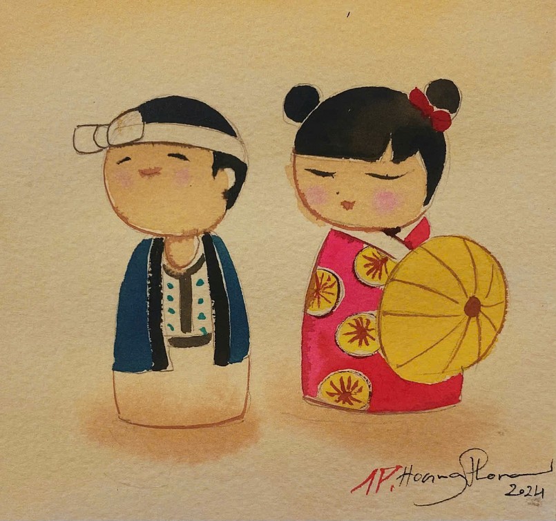 Văn hoá Nhật Bản là nguồn cảm hứng trong bộ tranh “Ký ức đồng dao”. Ảnh: Sun World Ba Den Mountain