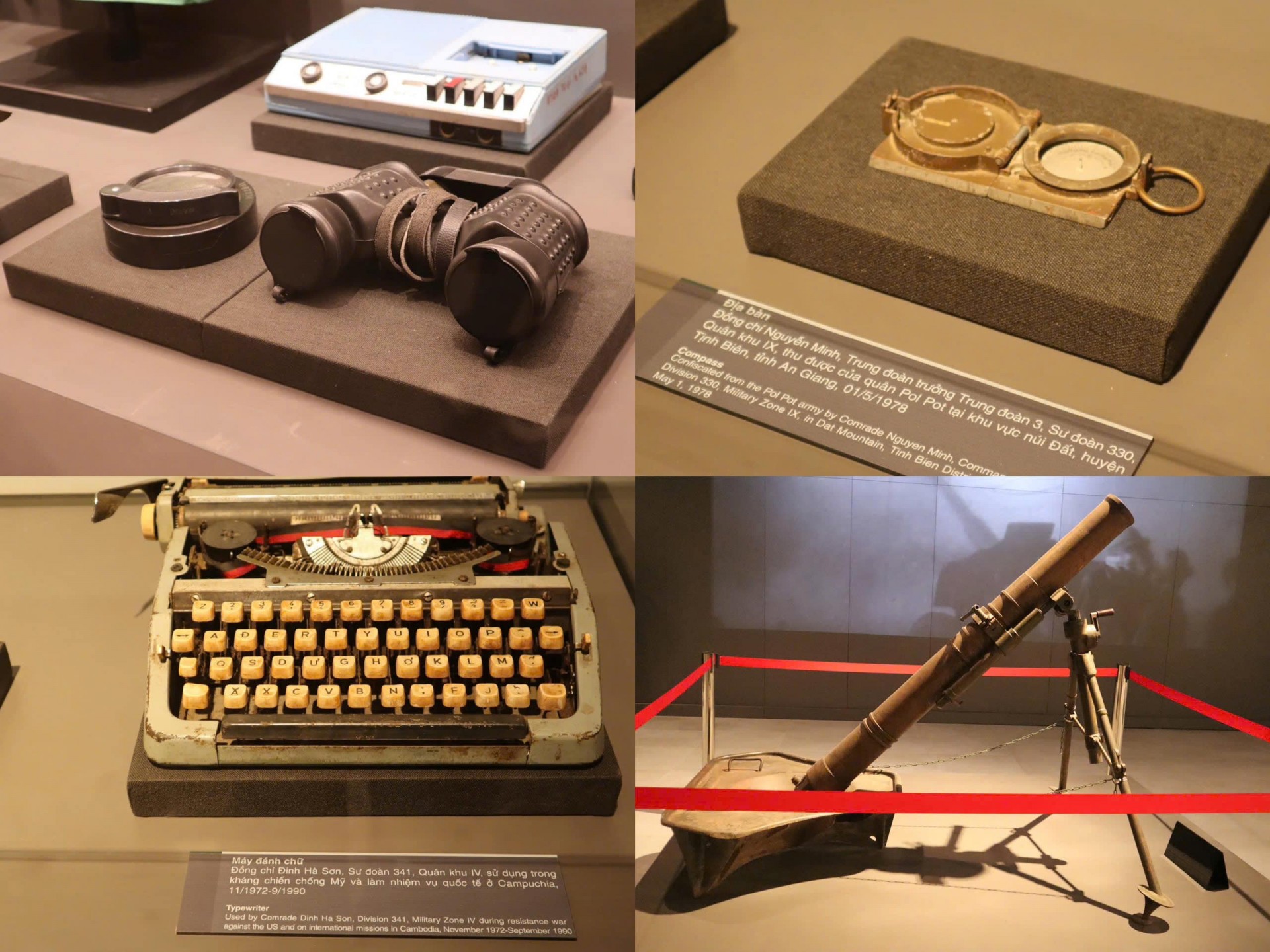 Một số hiện vật được trưng bày phía trong nhà của Bảo tàng Lịch sử Quân sự Việt Nam (Ảnh: Phan Oanh)