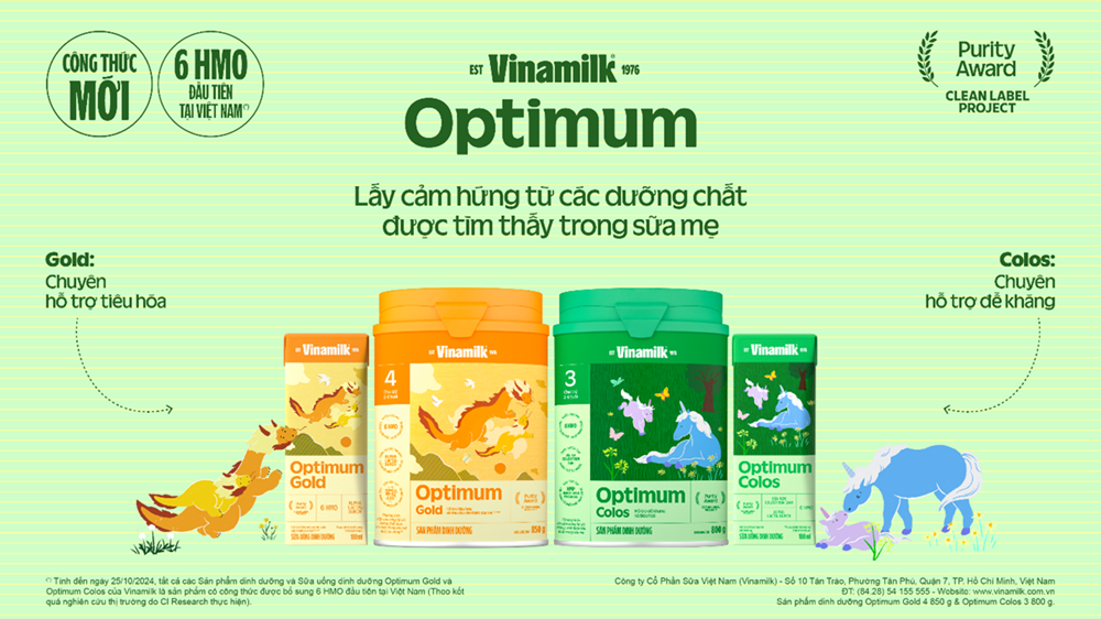 Vinamilk chính thức tái tung thương hiệu sữa Optimum với công thức chứa 6 HMO (Human Milk Oligosaccharides) đầu tiên tại Việt Nam. Vinamilk chính thức tái tung thương hiệu sữa Optimum với công thức chứa 6 HMO (Human Milk Oligosaccharides) đầu tiên tại Việt Nam.