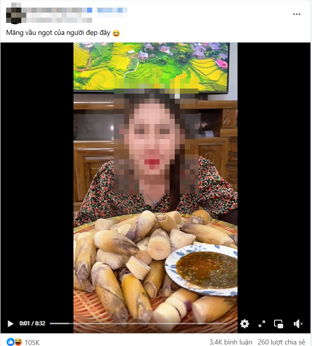 Măng vầu chấm chẩm chéo được nhiều người ăn và quay clip lên mạng xã hội. Măng vầu chấm chẩm chéo được nhiều người ăn và quay clip lên mạng xã hội.