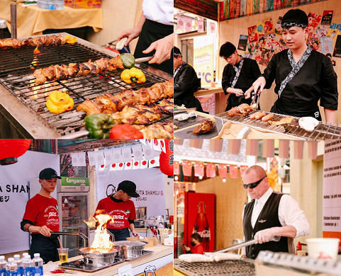 Các thương hiệu nhà hàng nướng từ Nhật Bản, Đức, Hàn Quốc và Việt Nam mang đến lễ hội những quầy nướng mở trực tiếp phục vụ du khách Các thương hiệu nhà hàng nướng từ Nhật Bản, Đức, Hàn Quốc và Việt Nam mang đến lễ hội những quầy nướng mở trực tiếp phục vụ du khách