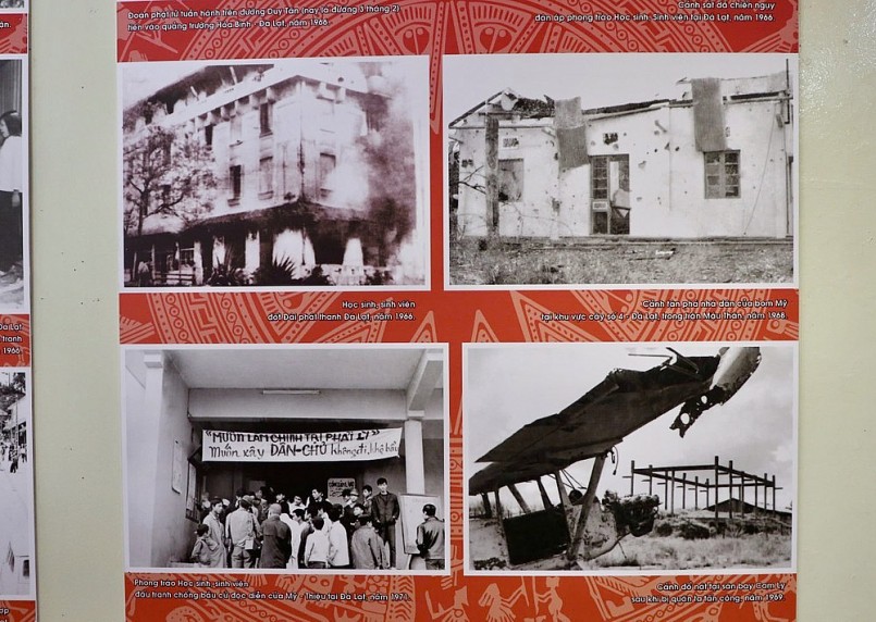 Tại triển lãm xuất hiện các hình ảnh quý như học sinh, sinh viên Đà Lạt đang tập hợp để biểu tình trên đường Phan Đình Phùng năm 1966, Quang cảnh đổ nát tại sân bay Cam Ly khi bị quân ta tấn công năm 1969, Đội du kích các địa phương Đà Lạt, Lạc Dương, Phú Sơn mới thành lập năm 1975...