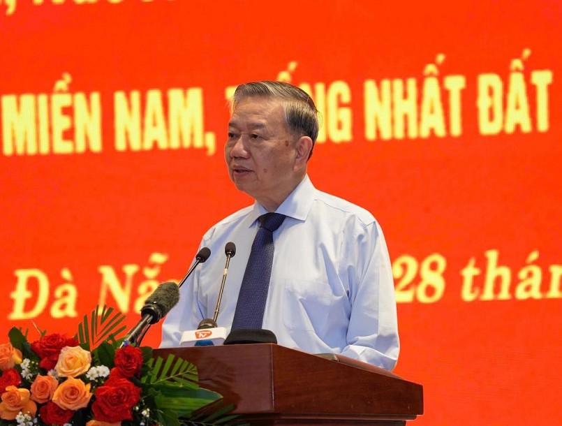 Tổng Bí thư Tô Lâm phát biểu tại  buổi gặp mặt.