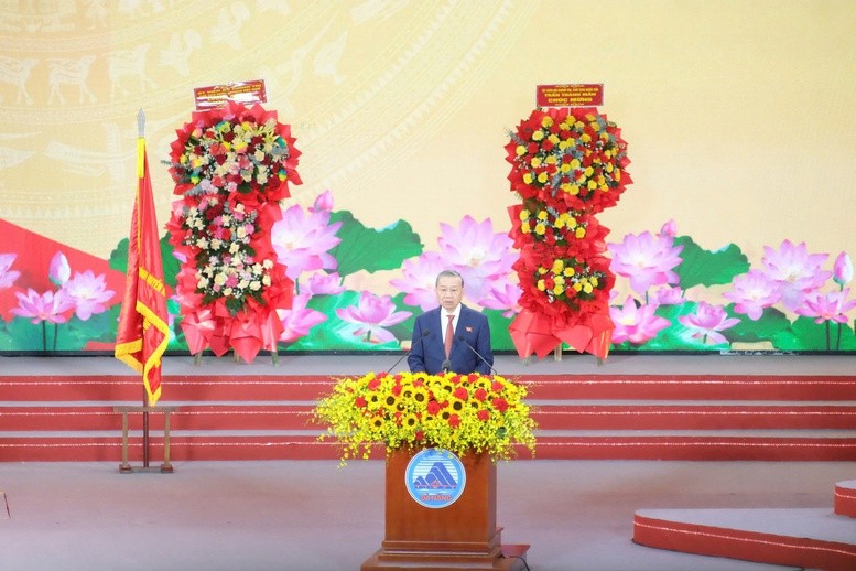 Tổng Bí thư Tô Lâm phát biểu tại Lễ kỷ niệm - Ảnh: VGP Tổng Bí thư Tô Lâm phát biểu tại Lễ kỷ niệm - Ảnh: VGP