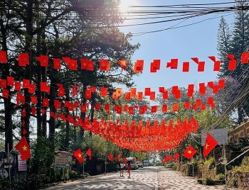 Giới trẻ háo hức "check-in" dưới sắc cờ Tổ quốc đỏ rực trên nhiều cung đường tại Đà Lạt