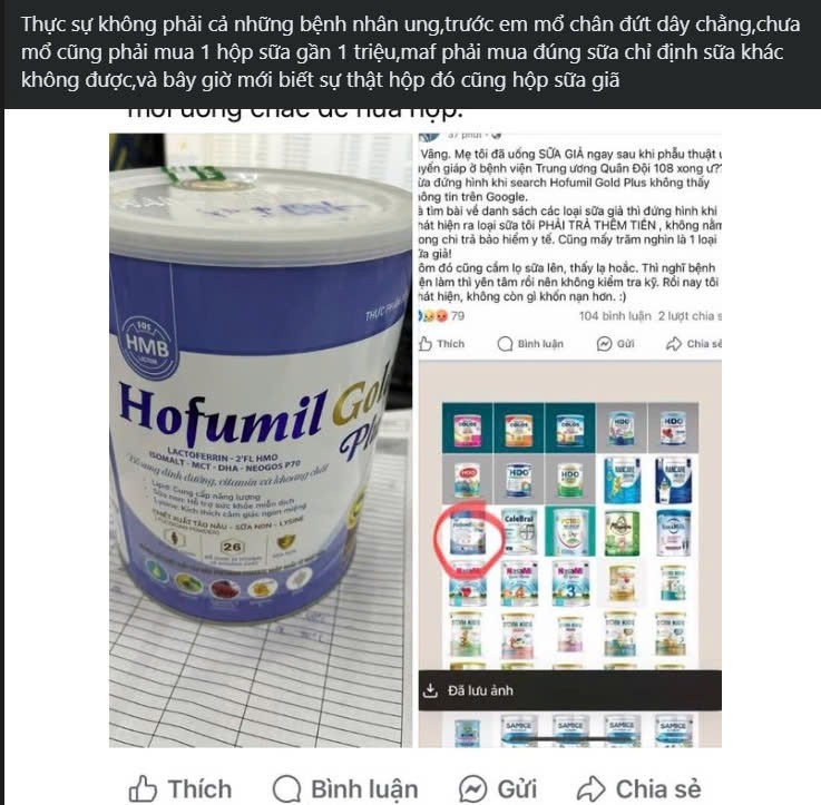 Bệnh viện Quân đội 108 lên tiếng về sản phẩm sữa Hofumil Gold Plus được bán trong đơn vị