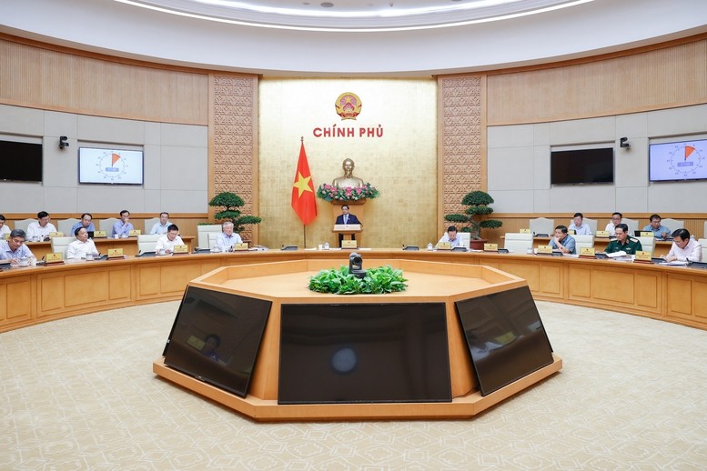 Thủ tướng Phạm Minh Chính chủ trì phiên họp Chính phủ thường kỳ tháng 4/2025 - Ảnh: VGP