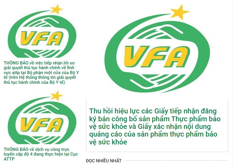 Thu hồi giấy công bố và quảng cáo thực phẩm bảo vệ sức khỏe