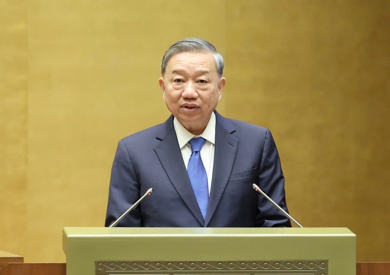 Tổng Bí thư Tô Lâm phát biểu chỉ đạo Hội nghị toàn quốc quán triệt, triển khai thực hiện Nghị quyết số 66-NQ/TW và Nghị quyết số 68-NQ/TW của Bộ Chính trị - Ảnh: VGP