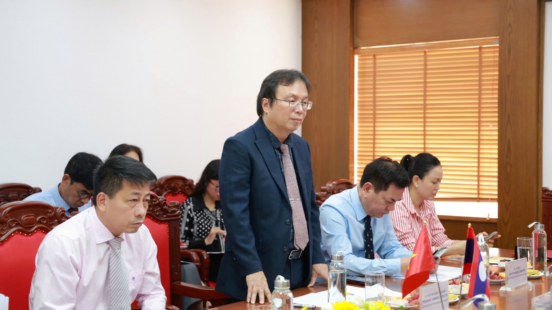 Ông Nguyễn Tiến Thanh - Chủ tịch HĐTV, Tổng Giám đốc NXBGDVN phát biểu tại buổi lễ