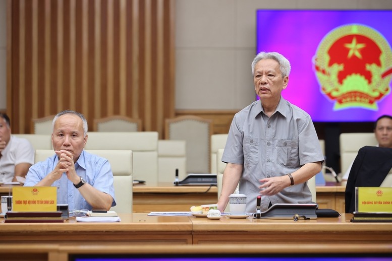 TS. Nguyễn Sĩ Dũng, nguyên Phó Chủ nhiệm Văn phòng Quốc hội phát biểu tại cuộc làm việc - Ảnh: VGP