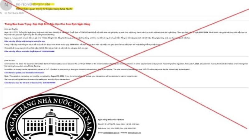 Hình ảnh cảnh báo việc giả trang web của Ngân hàng Nhà nước.