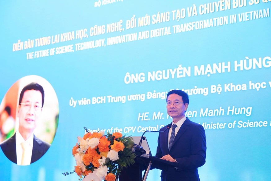 Bộ trưởng Bộ Khoa học và Công nghệ Nguyễn Mạnh Hùng phát biểu tại sự kiện.