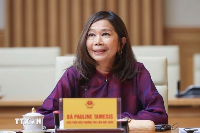 Bà Pauline Tamesis, Điều phối viên thường trú Liên hợp quốc tại Việt Nam. (Ảnh: Dương Giang/TTXVN)