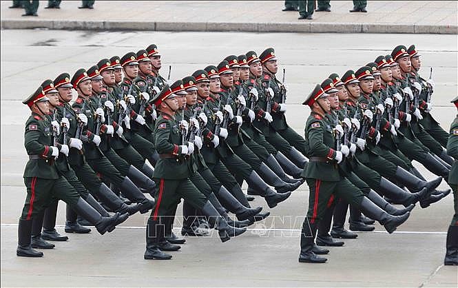 Khối Quân đội nhân dân Lào. Ảnh: Phương Hoa/TTXVN