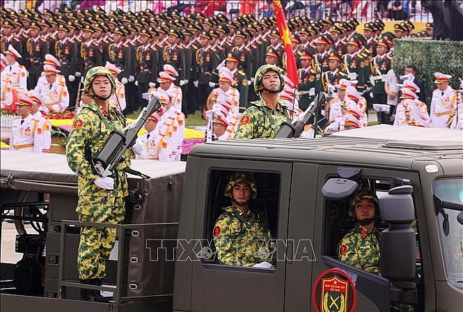 Khối xe phòng hóa của Binh chủng Hóa học. Ảnh: TTXVN