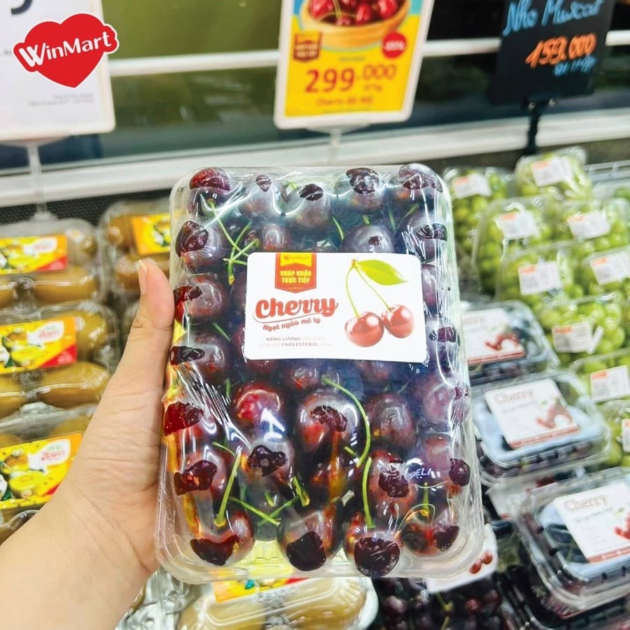 Cherry Mỹ được bán khắp các siêu thị của Việt Nam. 