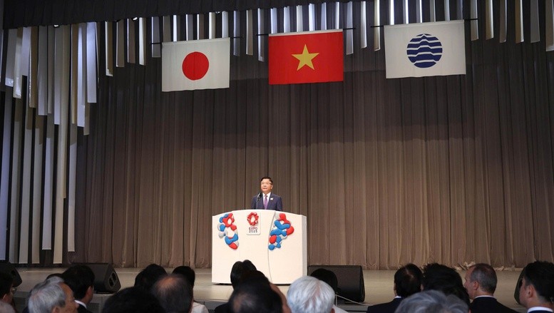 Phó Thủ tướng Lê Thành Long phát biểu tại lễ khai mạc Ngày Quốc gia Việt Nam tại World EXPO Osaka 2025 - Ảnh: VGP/Đức Tuân