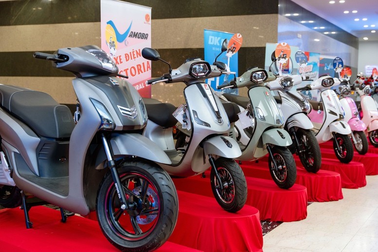 Một số dòng xe máy điện tiêu biểu của các thành viên VAMOBA trưng bày trong khuôn khổ sự kiện