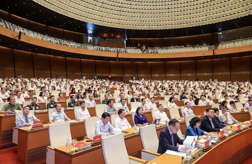 Hội nghị diễn ra tại điểm cầu chính Phòng họp Diên Hồng - Nhà Quốc hội, kết nối trực tuyến tới các điểm cầu của các ban, bộ, ngành, địa phương, đơn vị trên toàn quốc - Ảnh: VGP/Nhật Bắc