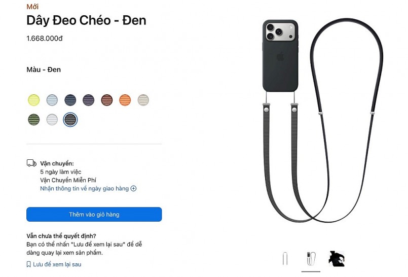 Nhiều phiên bản dây đeo chéo iPhone hết hàng (Ảnh chụp màn hình). Nhiều phiên bản dây đeo chéo iPhone hết hàng (Ảnh chụp màn hình).