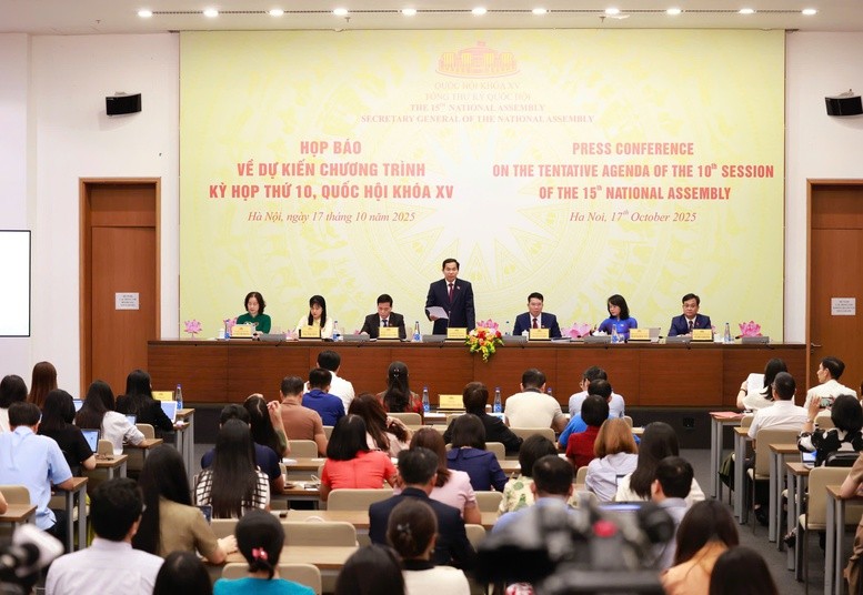 Họp báo về dự kiến chương trình kỳ họp thứ 10, Quốc hội khóa XV - Ảnh: VGP Họp báo về dự kiến chương trình kỳ họp thứ 10, Quốc hội khóa XV - Ảnh: VGP