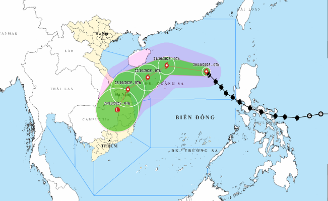Bão đang di chuyển theo hướng Tây Bắc với tốc độ khoảng 25km/h và được dự báo sẽ tiếp tục mạnh thêm trong 24 giờ tới.