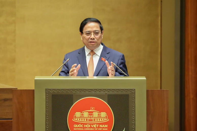 Thủ tướng cho biết, Chính phủ tiên phong gương mẫu, đi đầu, nguyện đem hết năng lực, trí tuệ và trách nhiệm, cùng cả nước vững bước tiến vào kỷ nguyên mới, kỷ nguyên hòa bình, giàu mạnh, phồn vinh, văn minh, hạnh phúc - Ảnh: VGP