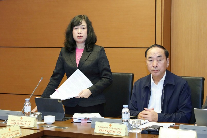 Bộ trưởng Bộ Y tế Đào Hồng Lan phát biểu tại Tổ chiều 3/11. Ảnh: Minh Anh