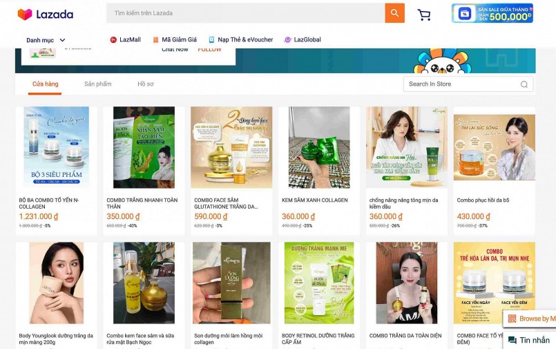 Sản phẩm giảm cân Ngân Collagen vẫn bán tràn lan trên mạng và sàn thương mại điện tử. Ảnh chụp màn hình
