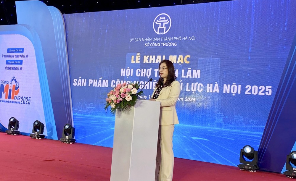 Phó Giám đốc Sở Công Thương Hà Nội, bà Nguyễn Kiều Oanh phát biểu tại buổi kễ khai mạc