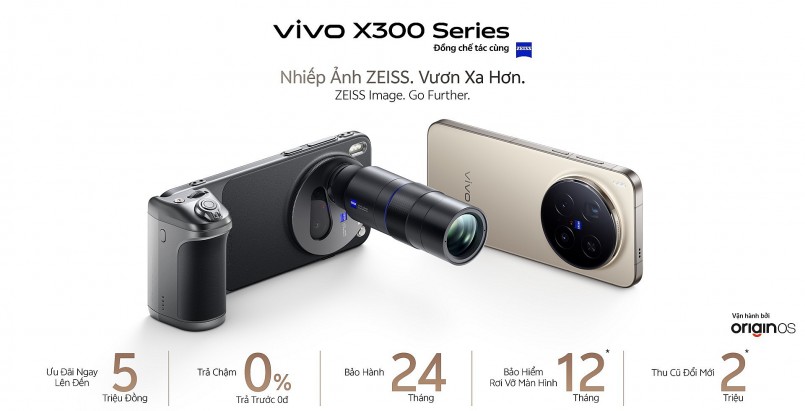Vivo X300: Sở hữu camera chính ZEISS 200MP với chống rung đạt chuẩn CIPA 4.5. Camera tele sử dụng cảm biến LYT-602 hỗ trợ công nghệ VCS. Vivo X300: Sở hữu camera chính ZEISS 200MP với chống rung đạt chuẩn CIPA 4.5. Camera tele sử dụng cảm biến LYT-602 hỗ trợ công nghệ VCS.
