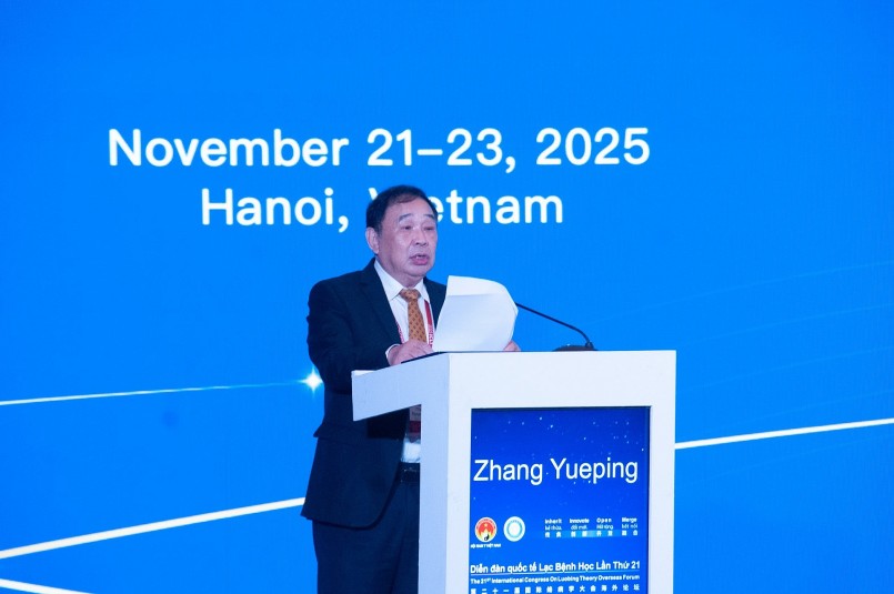 Ông Trương Việt Bình - Chủ tịch Hội Nam y Việt Nam phát biểu tại buổi khai mạc Diễn đàn quốc tế Lạc bệnh học lần thứ 21 tổ chức tại Việt Nam. Ảnh PT