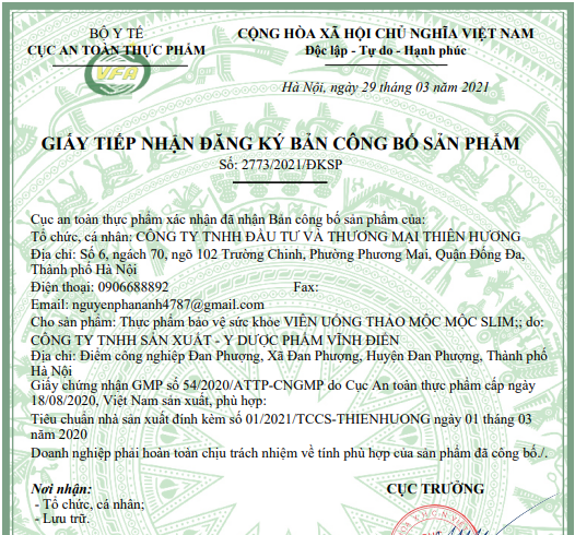 Cảnh báo: Sản phẩm TPBVSK Feo dứa và Viên uống thảo mộc Mộc slim có chứa chất cấm