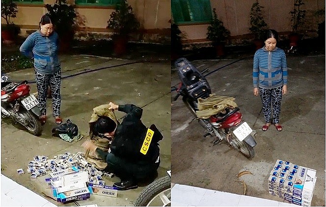 Lực lượng chức năng kiểm đếm số thuốc lá vi phạm Lực lượng chức năng kiểm đếm số thuốc lá vi phạm