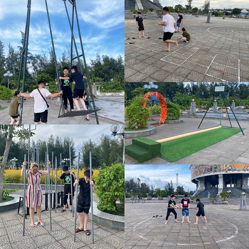 Du khách trải nghiệm các trò chơi dân gian tại mũi Sa Vĩ