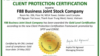 F88 là đơn vị duy nhất tại Việt Nam được trao chứng chỉ Vàng về Bảo vệ Khách hàng