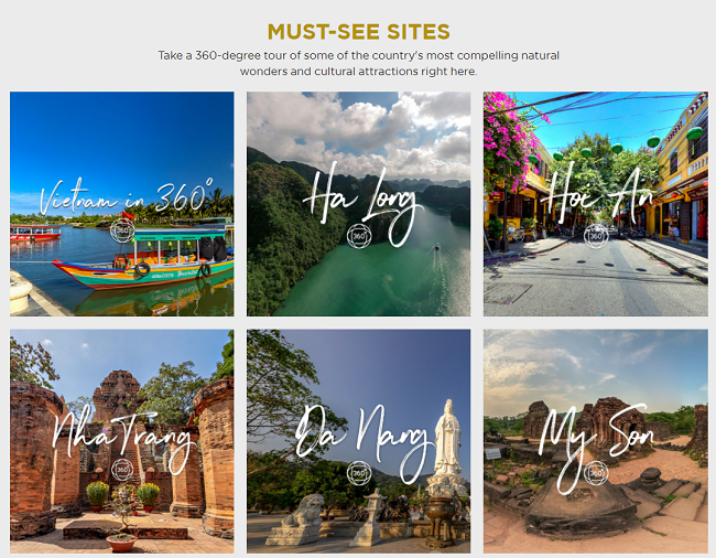 Ứng dụng công nghệ hình ảnh 360 độ giúp du khách lựa chọn và bắt đầu chuyến khám phá ấn tượng (ảnh chụp màn hình) Ứng dụng công nghệ hình ảnh 360 độ giúp du khách lựa chọn và bắt đầu chuyến khám phá ấn tượng (ảnh chụp màn hình)