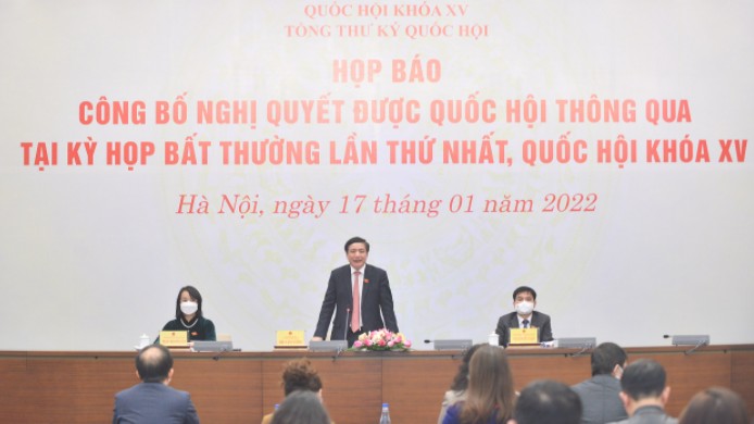 Công bố 4 Nghị quyết được Quốc hội thông qua tại Kỳ họp bất thường lần thứ nhất