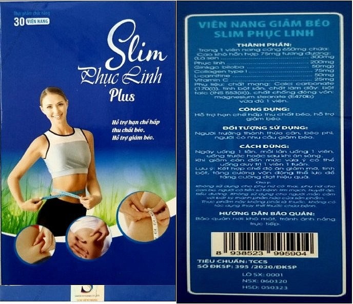CẢNH BÁO: Sản phẩm TPBVSK Slim Phục Linh Plus có chứa chất cấm Sibutramine
